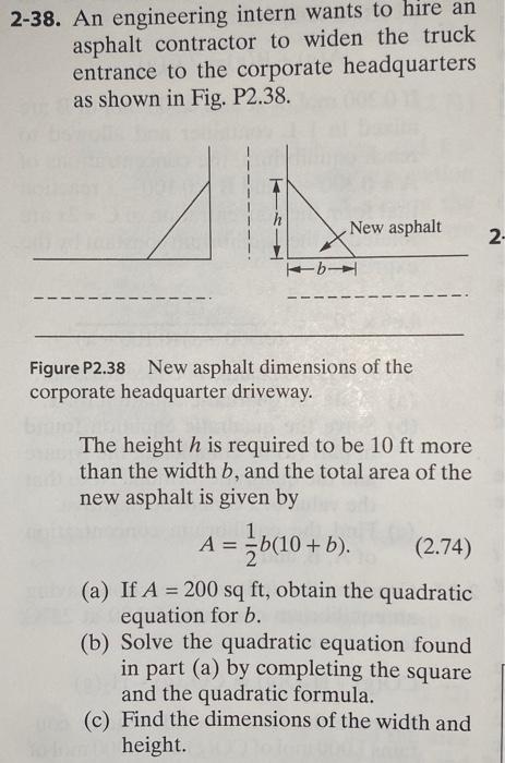 Solved 2-38. An Engineering Intern Wants To Hire An Asphalt | Chegg.com