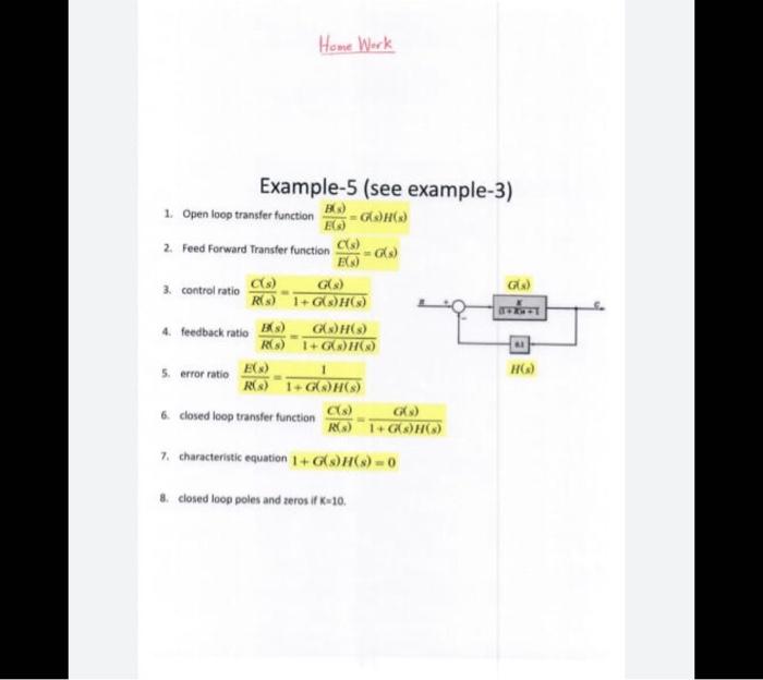 Solved Home Work Example-5 (see example-3) 1. Open loop | Chegg.com