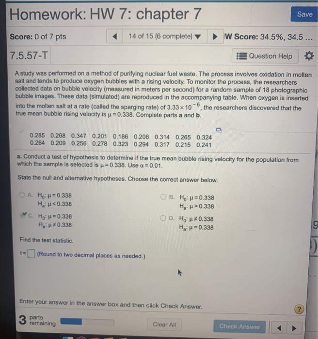 Solved Homework: HW 7: chapter 7 Save Score: 0 of 7 pts 14 | Chegg.com