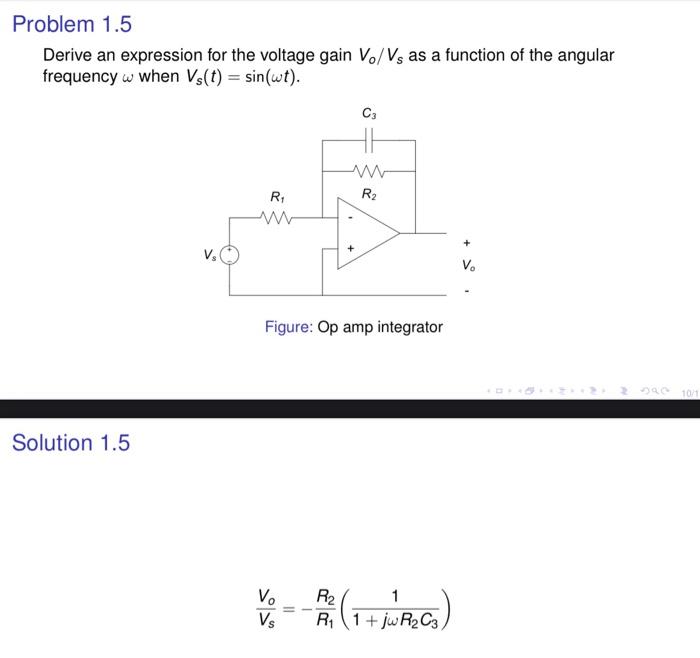 Solved Problem 1.5 Derive an expression for the voltage gain | Chegg.com