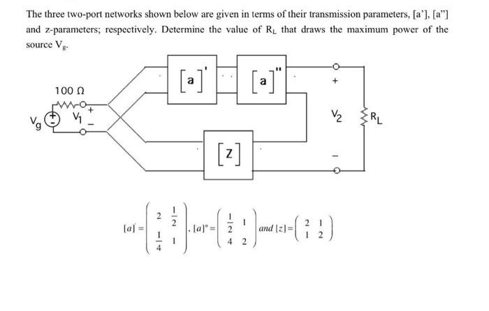 Solved The Three Two-port Networks Shown Below Are Given In | Chegg.com