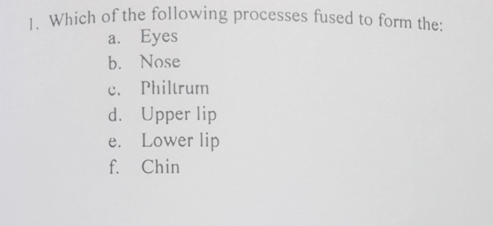 Solved 1. Which of the following processes fused to form