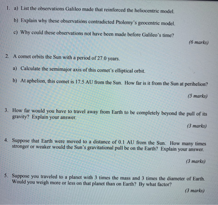 Solved 1. A) List The Observations Galileo Made That | Chegg.com Solved 1. A) List The Observations Galileo Made That | Chegg.com