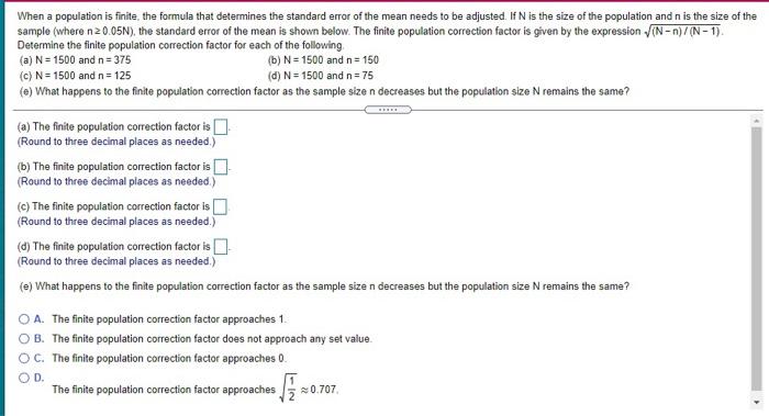 Solved When a population is finite, the formula that | Chegg.com