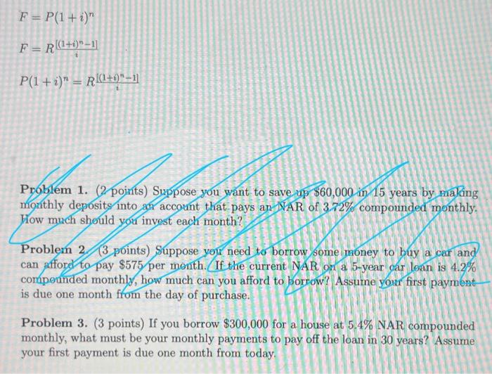 Solved F=P(1+i)nF=R[(1+i)n−1]P(1+i)n=R[(1+i)n−1] Problem 1.