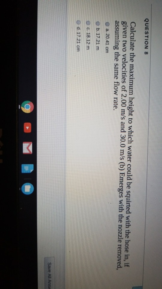 Solved QUESTION 8 Calculate the maximum height to which Chegg com