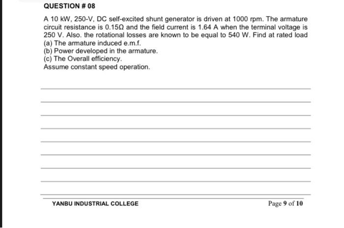 Solved ELET 103 - ELECTRICAL MACHINES I Assignment 02 | Chegg.com