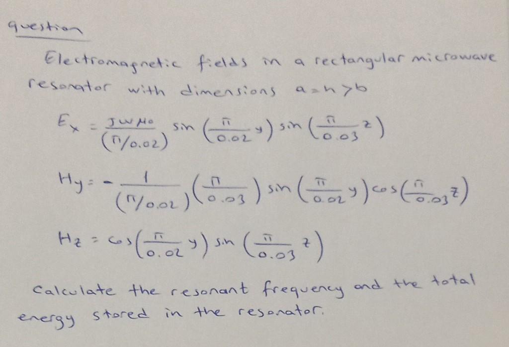 Solved question fields in resonator with