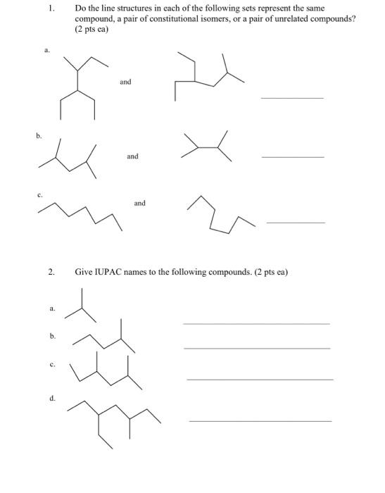 Solved Do the line structures in each of the following sets | Chegg.com