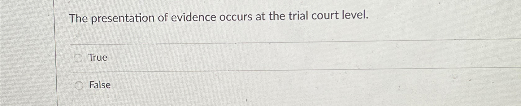 the presentation of evidence occurs at the trial court level