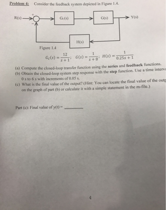 Solved Problem 4: Consider the feedback system depicted in | Chegg.com