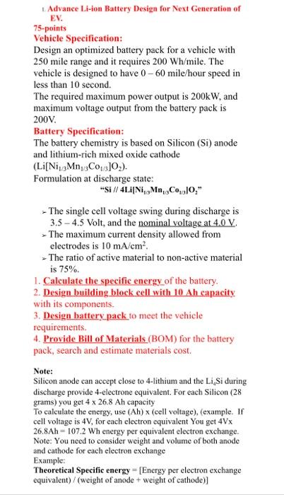 Solved Advance Li-ion Battery Design for Next Generation of 