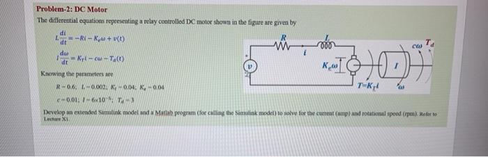 Solved w Problem-2: DC Motor The differential equations | Chegg.com