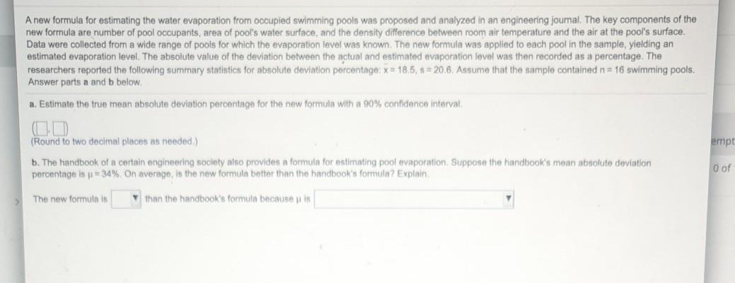Solved A new formula for estimating the water evaporation | Chegg.com