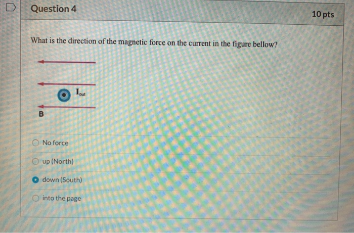 Solved D Question 4 10 pts What is the direction of the | Chegg.com