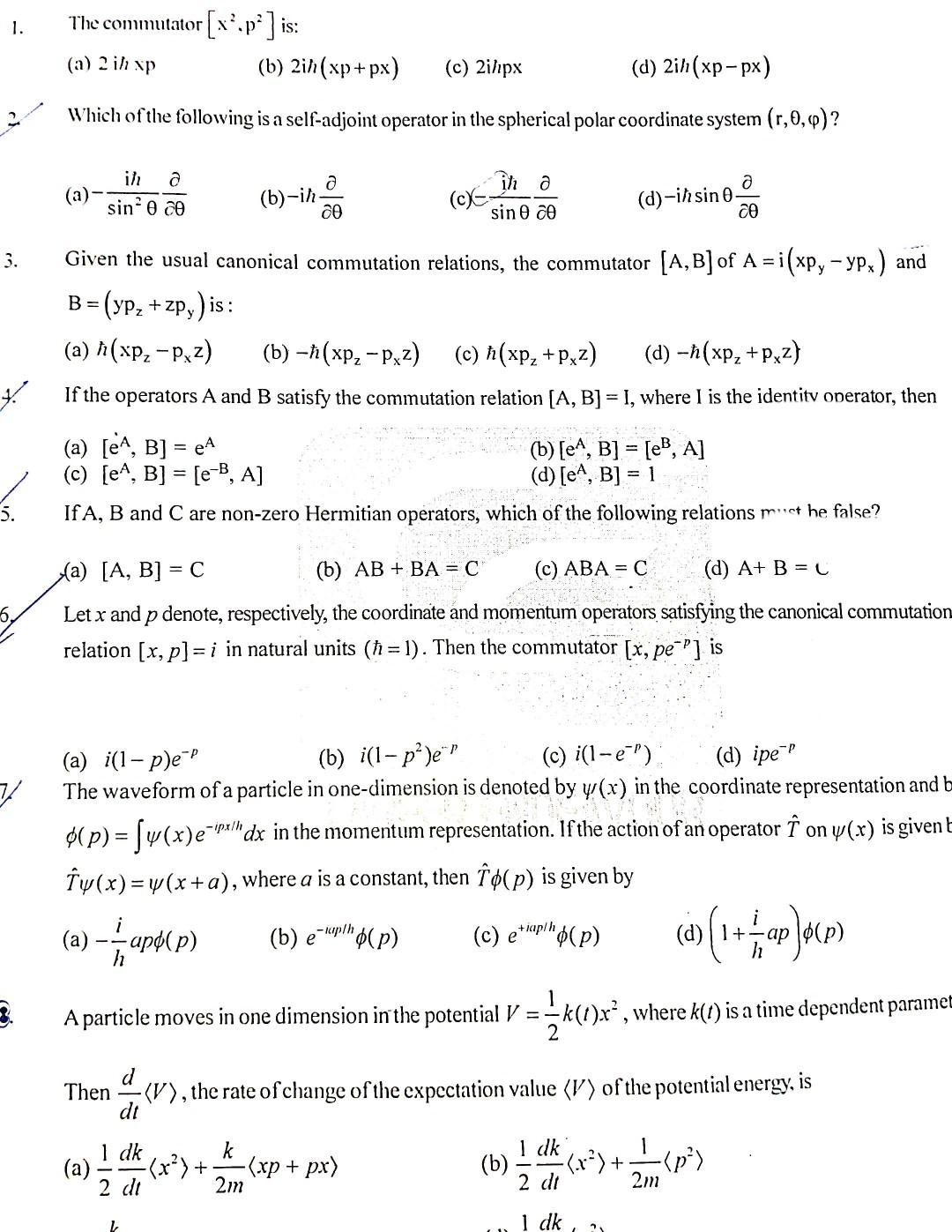 Solved which of the following is a self adjoint operator in chegg