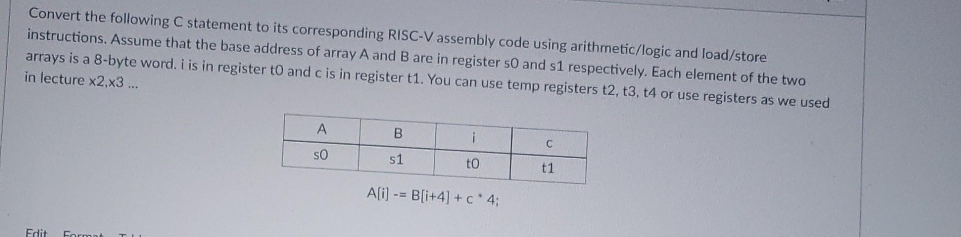 Solved Convert the following C statement to its | Chegg.com