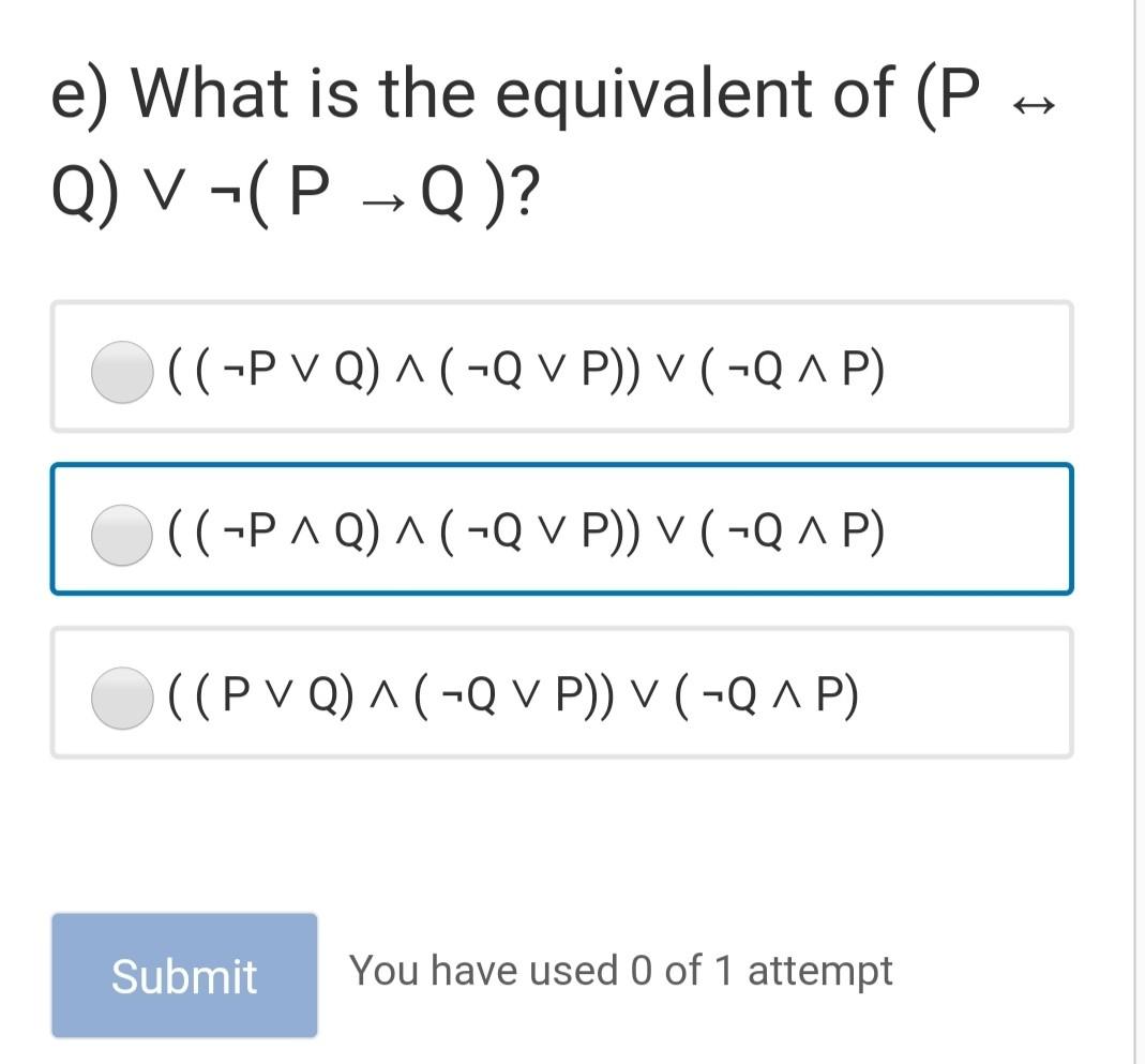 Solved E What Is The Equivalent Of P Q V P Q Chegg Com