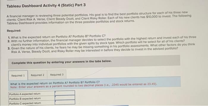 Tableau Dashboard Activity 4 (Static) [The Following | Chegg.com