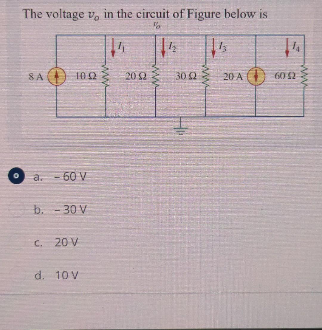Solved The voltage v0 in the circuit of Figure below is a. | Chegg.com
