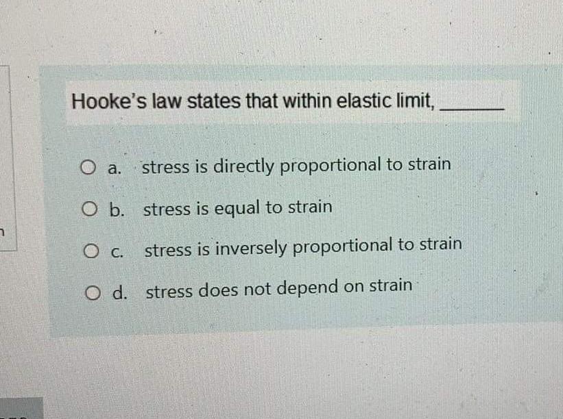 Solved Hookes Law States That Within Elastic Limit O A 9231