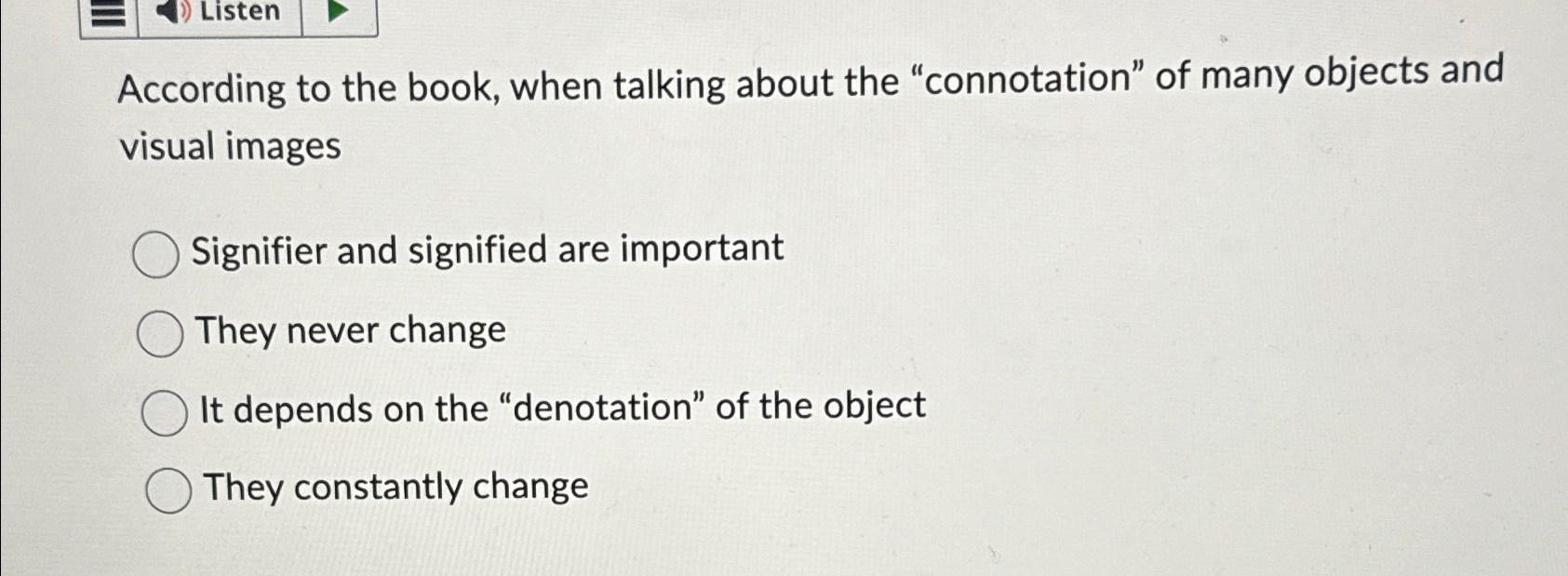 Solved ListenAccording to the book, when talking about the | Chegg.com