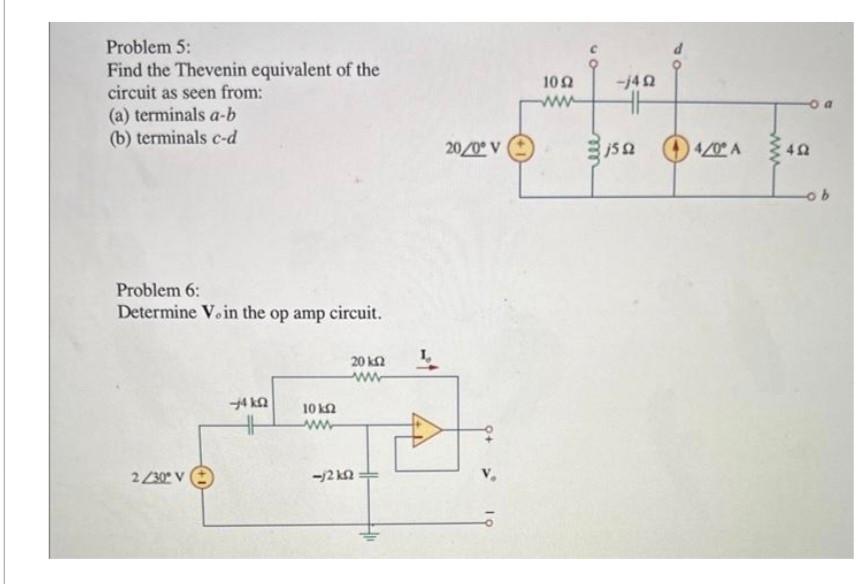 Solved Problem 5: Find the Thevenin equivalent of the | Chegg.com