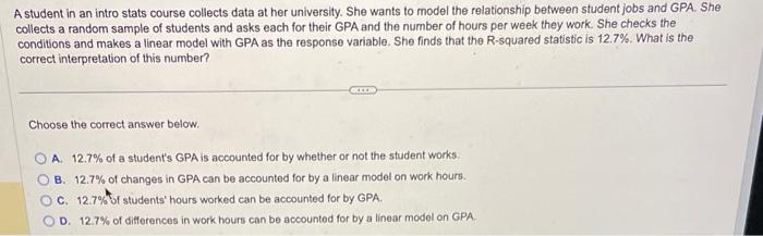 Solved A student in an intro stats course collects data at | Chegg.com