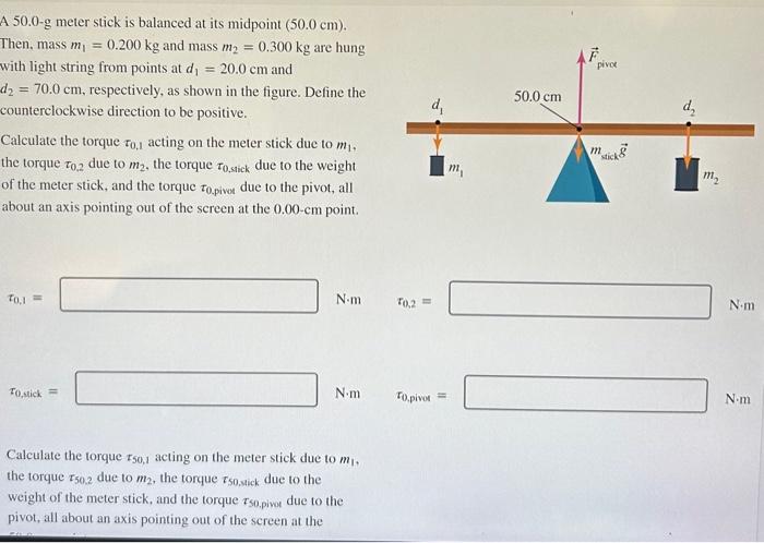 Solved A 50.0 g meter stick is balanced at its midpoint | Chegg.com