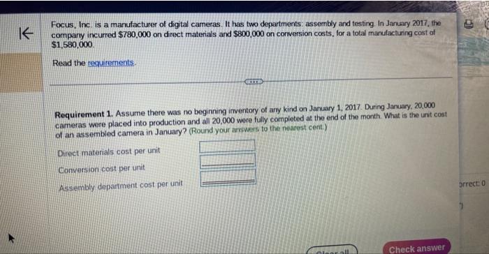 Solved Focus. Inc. is a manufacturer of digital cameras. It | Chegg.com
