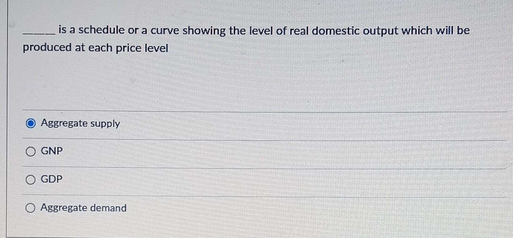 Solved is a schedule or a curve showing the level of real | Chegg.com