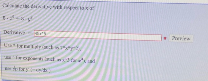 derivative of 5x with respect to e^x