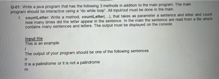 Solved Q-01: Write a java program that has the following 3 | Chegg.com