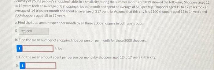 Solved A survey of young people's shopping habits in a small | Chegg.com