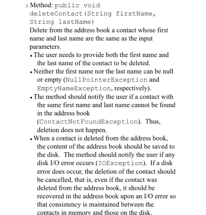 Solved Requirements Create an Address Book class in Java for | Chegg.com