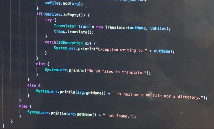 hi the task is to complete the vm to Hack assembler | Chegg.com