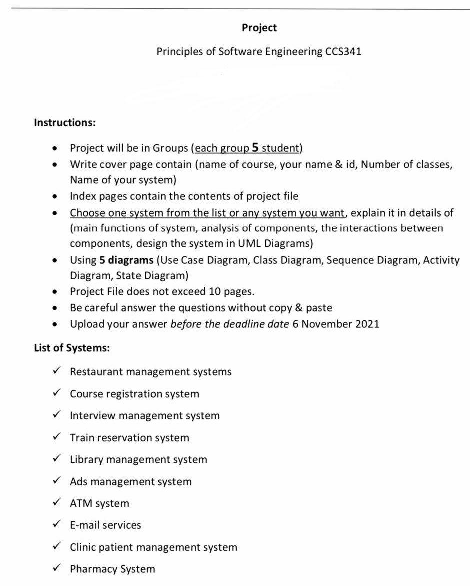 Solved Project Principles of Software Engineering CCS341 | Chegg.com