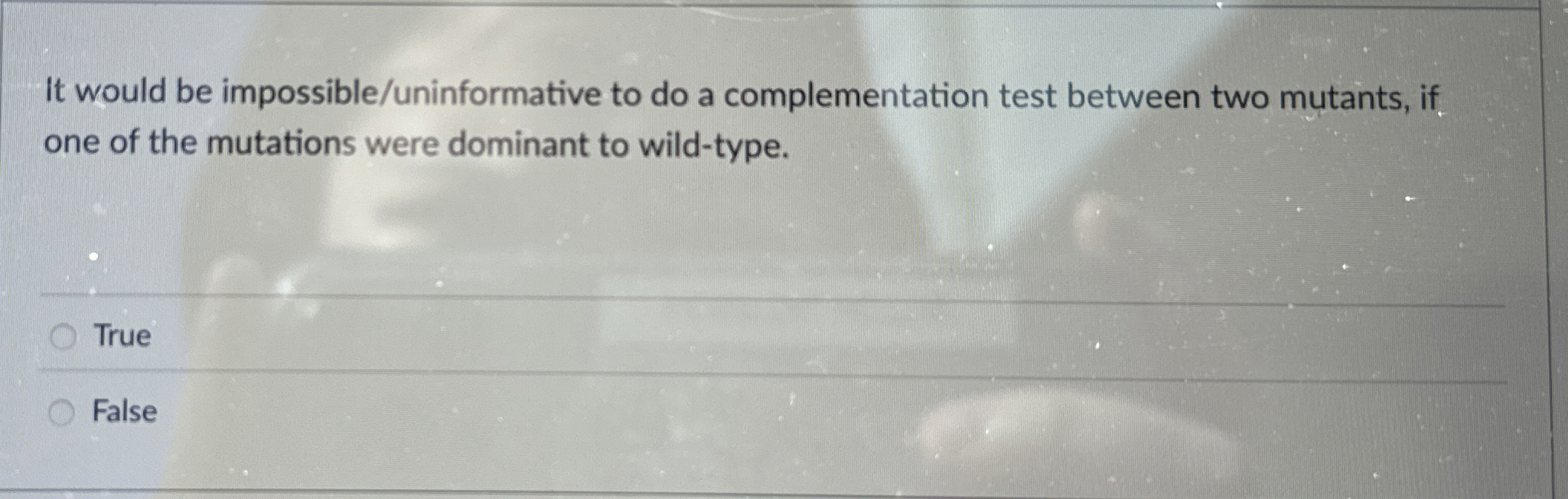 Solved It would be impossible/uninformative to do a | Chegg.com