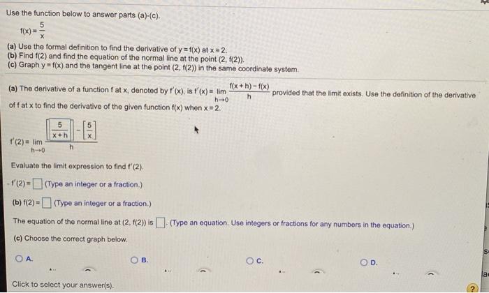 Solved Use The Function Below To Answer Parts A C F X Chegg Com
