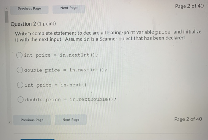 Solved Previous Page Next Page Page 2 of 40 Question 2 (1 | Chegg.com