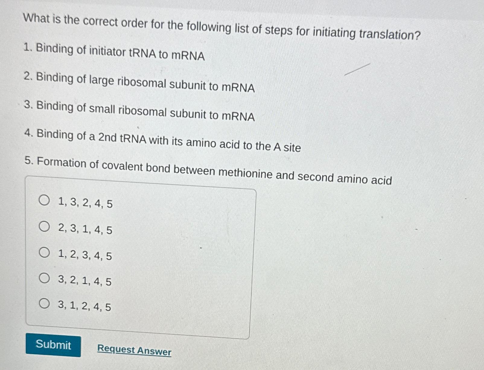 Solved What is the correct order for the following list of | Chegg.com