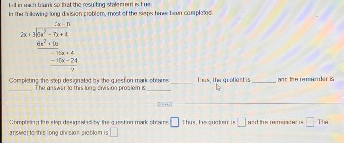 Solved fill in each blank so that the resulting statement is | Chegg.com