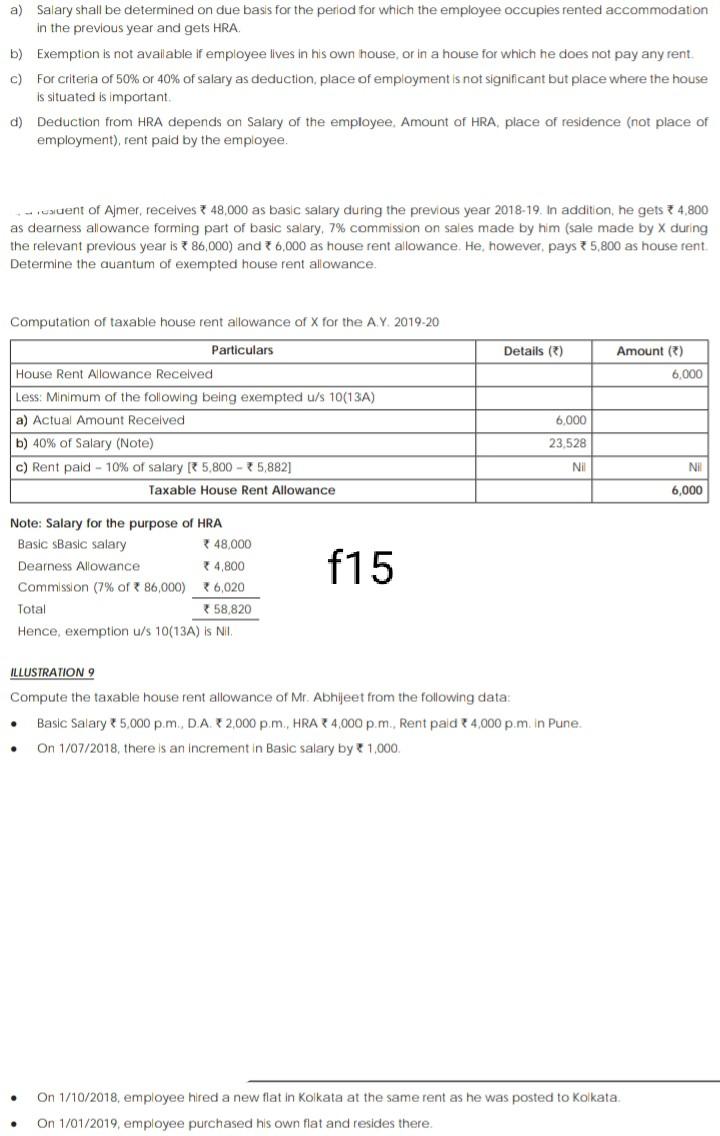 Solved a) Salary shall be determined on due basis for the | Chegg.com