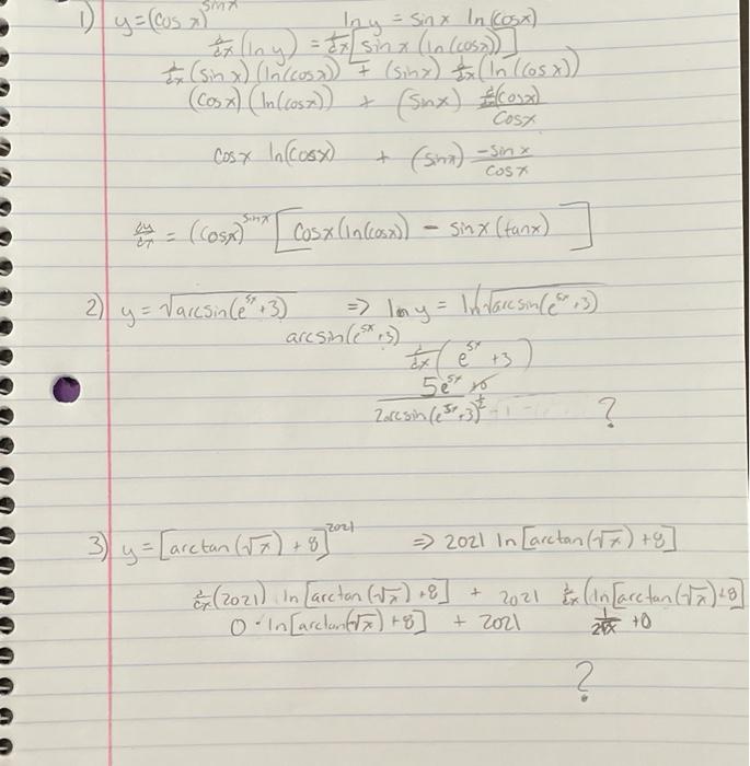 Solved SM 1 y=(cosa) Tay = Sax Incox) exlay) = sinx (in | Chegg.com