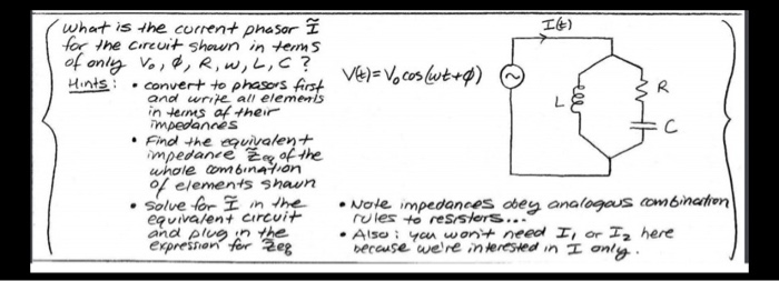 Solved V4 Vocos Lwt O What Is The Current Phasor I Fo Chegg Com