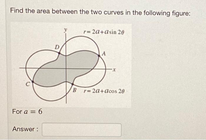 Solved Find the area between the two curves in the following | Chegg.com