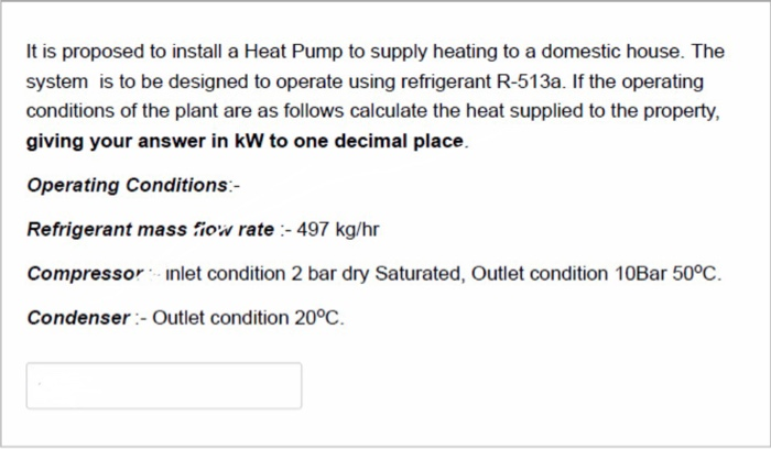 Solved It is proposed to install a Heat Pump to supply | Chegg.com