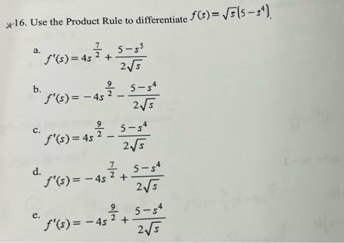 Solved 16 Use The Product Rule To Differentiate