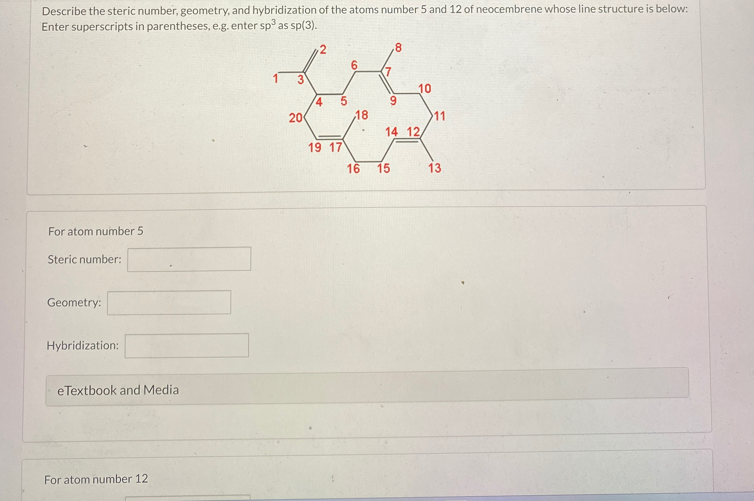 Describe the steric number, geometry, and | Chegg.com