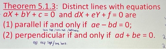 Solved Theorem 5.1.3: Distinct lines with equations aX+ bY + | Chegg.com